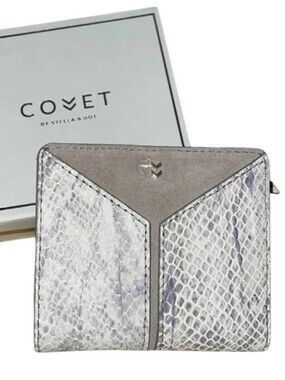 STELLA & DOT Covet Highline Snakeskin Suede Bi-Fold Wallet